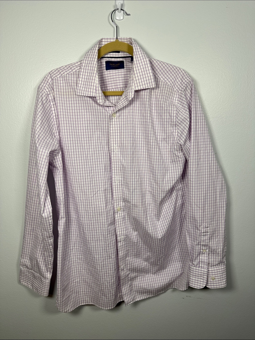 Fairlane Men's Check Dress Shirt Purple - Size Large